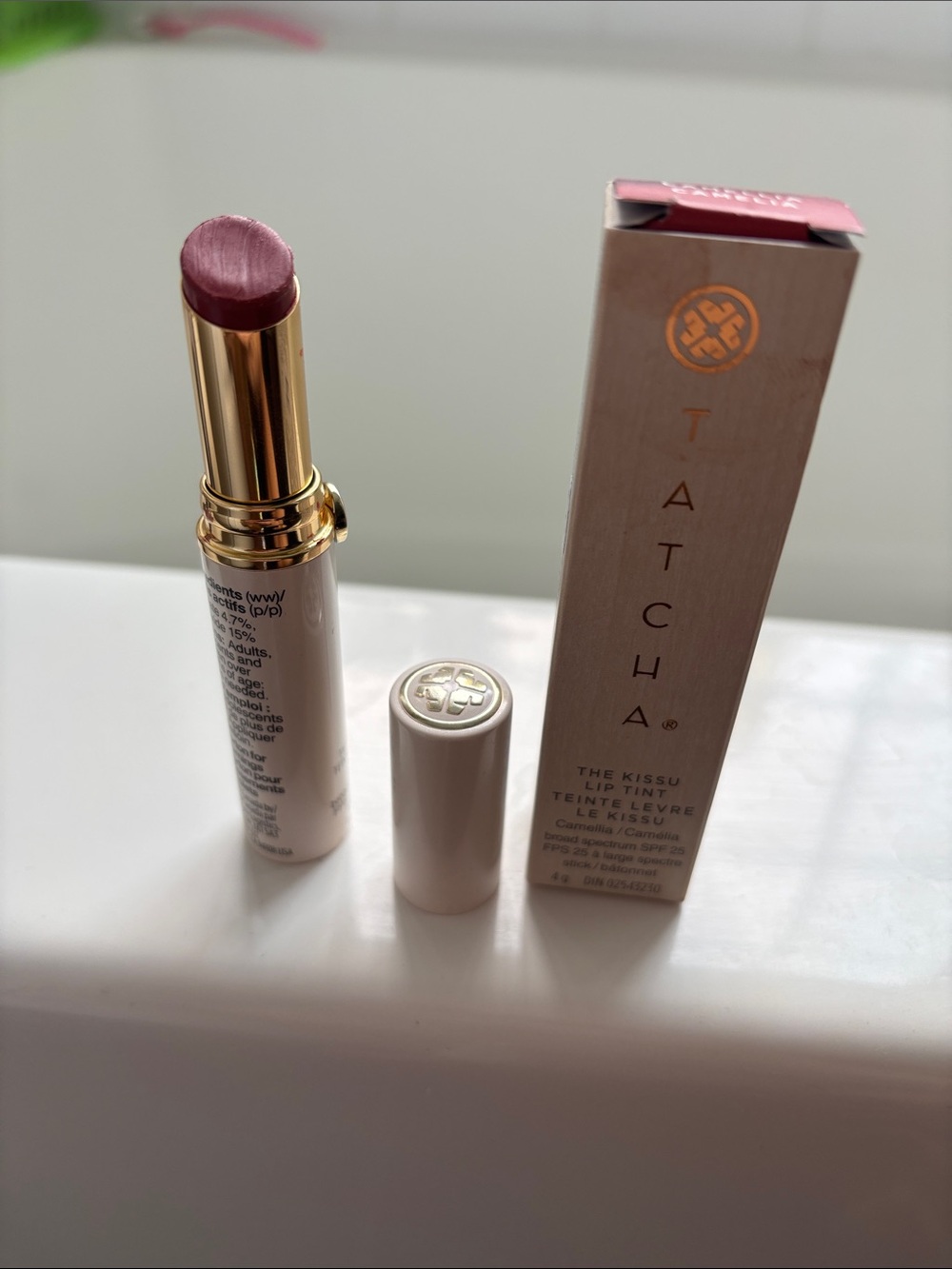 Tatcha Lip Tint Stick in Soft Camellia Camelia